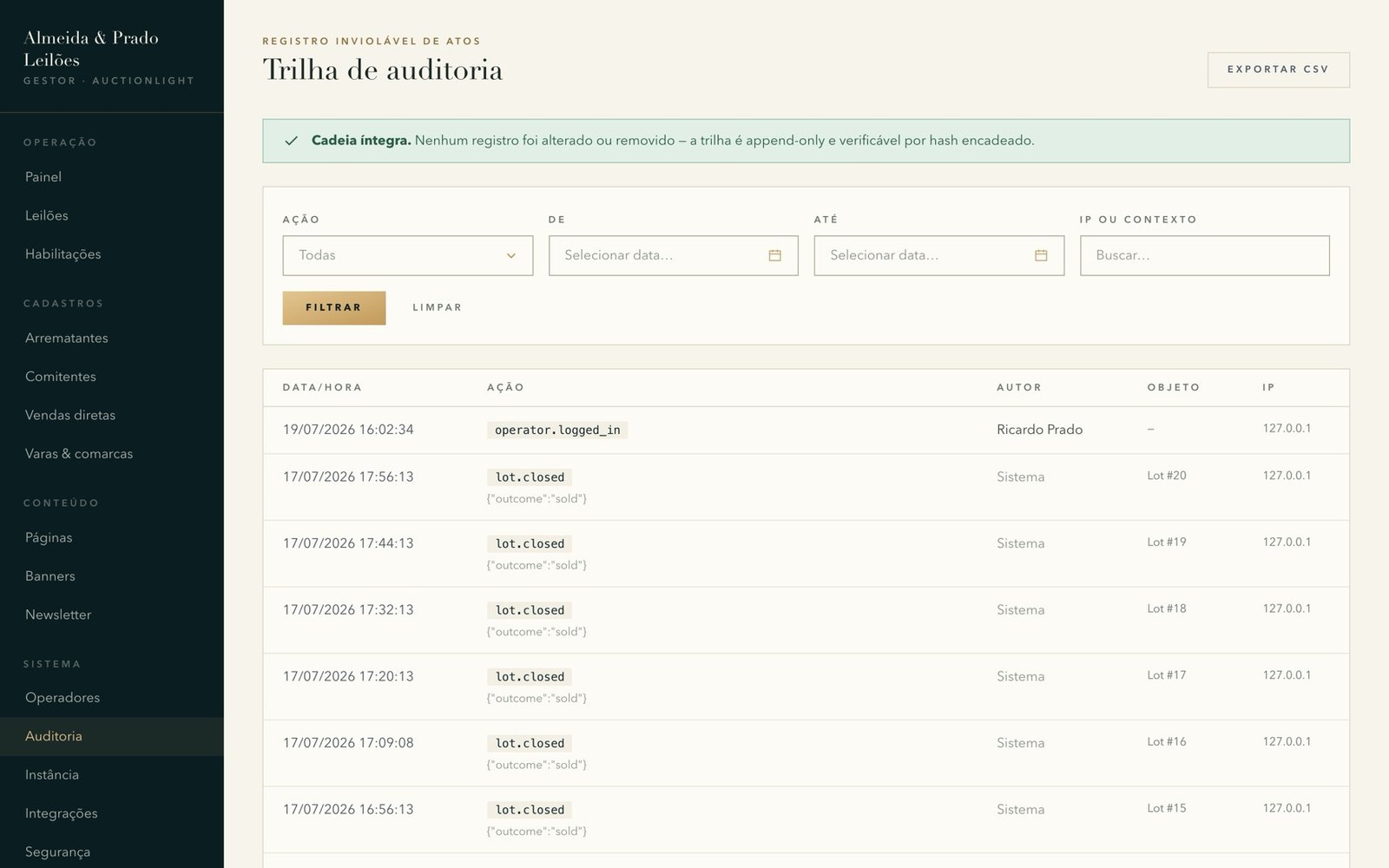 Trilha de auditoria